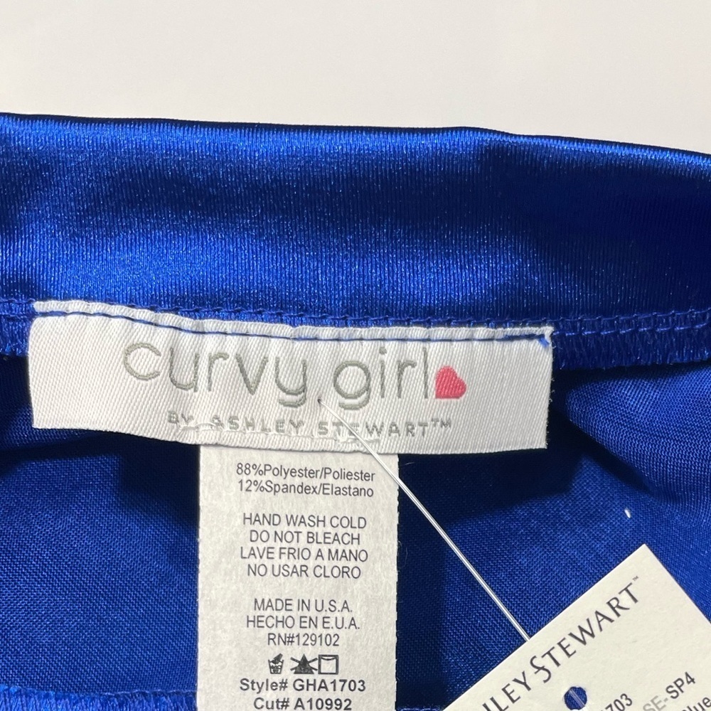 Ashley Stewart Electric Blue Satin Tee Dress - Picture 8 of 8